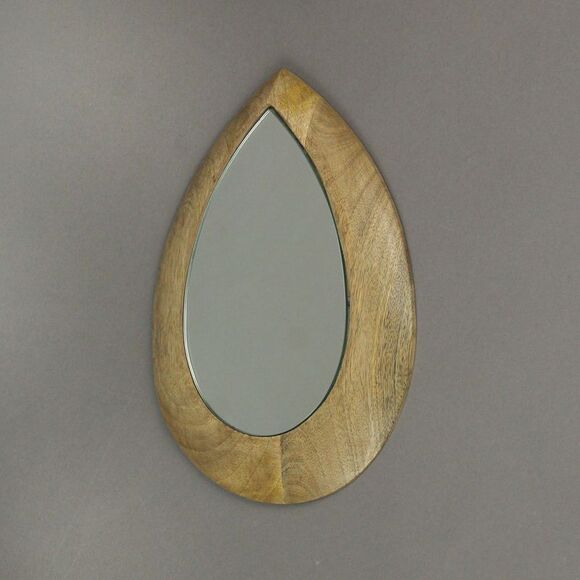 11 Inch Wood Frame Teardrop Decorative Wall Mirror Home Hanging Bathroom Decor - Picture 4 of 5